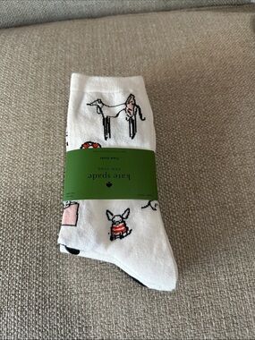 Kate Spade 3 Pair Crew Socks. Dogs & Spades New in package